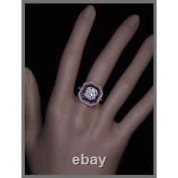 1.85 CT White Round Cut CZ & pink Art Deco Antique Engagement Ring In 925 Silver