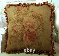 17 Antique Vtg. Shabby Chic Reproduction Handmade Rare French Aubusson Pillow