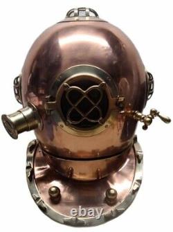 18 Diving Helmet Navy Deep Sea Vintage Divers Helmet Replica with Wood Stand