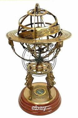18 Nautical Brass Sphere Engraved Armillary Antique Vintage Astrolabe Compass