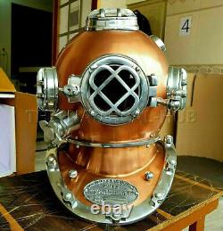18'' Vintage Copper Finish Nickle Scuba Divers Diving Helmet Marine Replica Gift