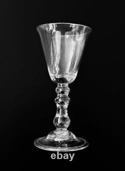 18th Century English c 1725 True Baluster Goblet, Round Funnel Bowl, Domed Foot