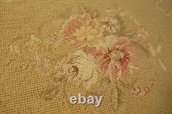 22 Large Antique Reproduction Vintage Floral Bouquet Needlepoint Pillow