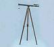 39 Inch Telescope With Wooden Tripod Antique Nautical Floor Standing Brass Stand