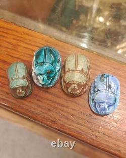 4 Pieces of Rare Egyptian Scarab Replica of the Pharaonic Stone Beetle Scarab