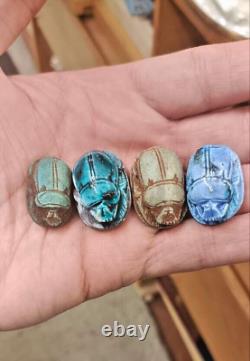 4 Pieces of Rare Egyptian Scarab Replica of the Pharaonic Stone Beetle Scarab