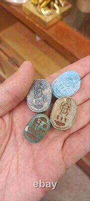 4 Pieces of Rare Egyptian Scarab Replica of the Pharaonic Stone Beetle Scarab