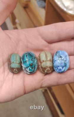 4 Pieces of Rare Egyptian Scarab Replica of the Pharaonic Stone Beetle Scarab