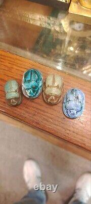 4 Pieces of Rare Egyptian Scarab Replica of the Pharaonic Stone Beetle Scarab