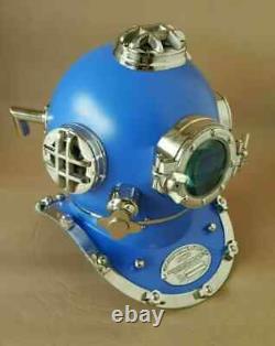 Antique 18 Diving Vintage U. S Navy Boston Mark V Diving Helmet Replica, Blue