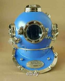 Antique 18 Diving Vintage U. S Navy Boston Mark V Diving Helmet Replica, Blue