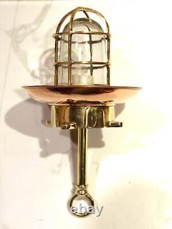 Antique Ceiling Decor Brass Replica Nautical Hanging Light With Copper Shade