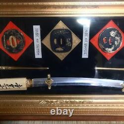 Antique Japanese Vintage Samurai replica Tsuba Swords set FedEx