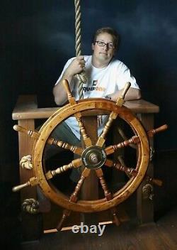 Antique Pirate wonderful home décor Ship Wheel Wooden Captain Boat Gaston Style
