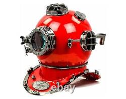 Antique Scuba Diver Helmet Replica, Red, Vintage Quality