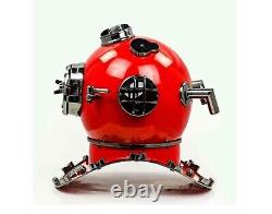 Antique Scuba Diver Helmet Replica, Red, Vintage Quality