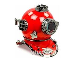 Antique Scuba Diver Helmet Replica, Red, Vintage Quality