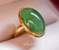 Antique Vintage 6Ct Oval Cut Natural Green Jade Wedding Ring Sterling Silver 925