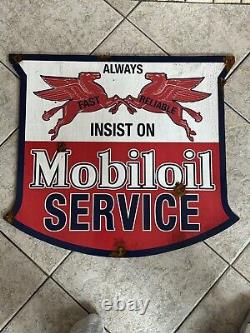 Antique style vintage look Mobiloil Pegasus dealer sales service Shield Sign
