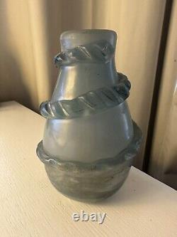 Antique vase glass hand-blown replica ancient Roman height 6 In
