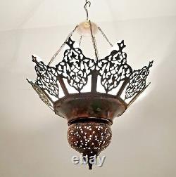BR217M Vintage Reproduction Moroccan Chandelier Lined With Stained Glass