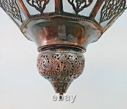 BR217M Vintage Reproduction Moroccan Chandelier Lined With Stained Glass