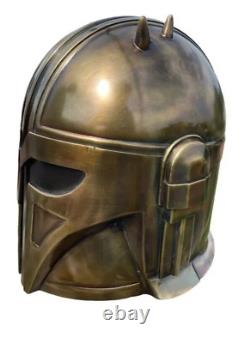 Boba Fett Helmet Mandalorian Blacksmith Star Wars Helmet Antique Brass Halloween