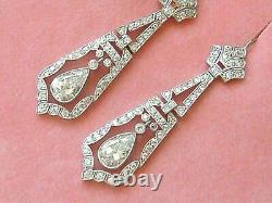 Drop Dangle Vintage Antique Wedding Earrings 2.65 Ct Real Moissanite
