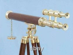 Elegant Stylish Floor Standing Brass Telescope With Wooden Tripod Stand 39 inch