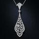 Engraved Antique Wedding Cubic Zircon Pendant With Chain 14k White Gold Plated