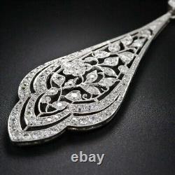 Engraved Antique Wedding Cubic Zircon Pendant With Chain 14K White Gold Plated