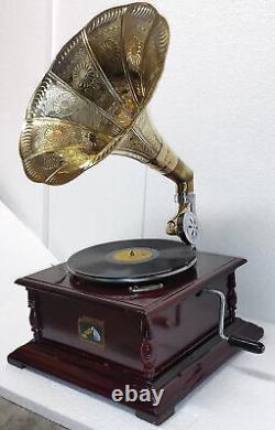 HMV Antique Vintage Gramophone Phonograph Wind Up Player Working Replica
