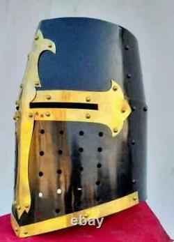 Medieval Antique Black Templar Knight Warrior Armor 18 G helmet Vintage Replica