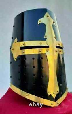 Medieval Antique Black Templar Knight Warrior Armor 18 G helmet Vintage Replica