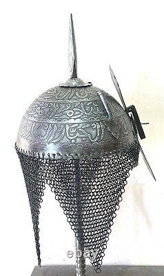 Persian Ottoman Helmet Mughal Islamic Helmet Khula Khud Carving replica Helmet
