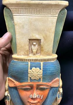 RARE ANCIENT EGYPTIAN ANTIQUES Mask Goddess Of Heaven Hathor Pharaonic Egypt BC