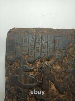 RARE ANTIQUE ANCIENT EGYPTIAN Stela God Osiris Lord God Anubis Protect 1530 Bc