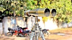 Replica Nautical Naval Brass Victorian Binoculars in Nickle Tripod