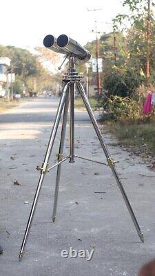 Replica Nautical Naval Brass Victorian Binoculars in Nickle Tripod