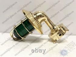 Replica Vintage Style Brass Antique Nautical Wall Light Junction Box Green Glass