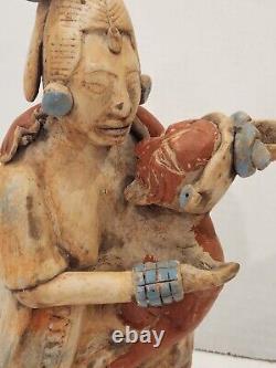 Reproduction  of Antique Painted Mayan Figurine -Terracotta 2 Men Embracing