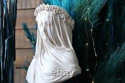 Veiled Lady Bust Statue / Maiden Marble Sculpture Made in Europe 13.9/ 35.5cm