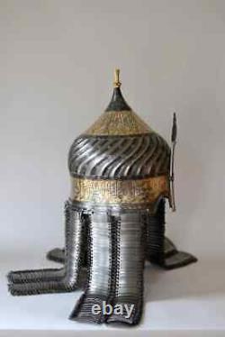 Vintage Antique Arabic Turban Mongol Helmet Knight Museum Replica H1W