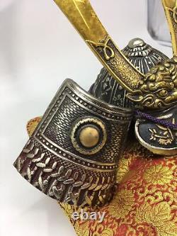 Vintage Cast Iron Brass Samurai Kabuto Armor Helmet Warrior Replica Big 11