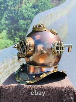 Vintage Diving Helmet Antique Brass Replica for Nautical Decor and Display