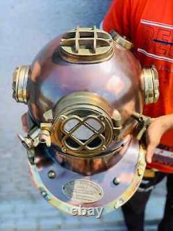 Vintage Diving Helmet Antique Brass Replica for Nautical Decor and Display