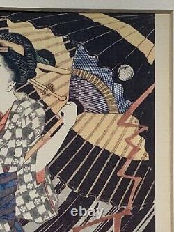 Vintage Reproduction Utagawa Kunisada 4 Seasons Woodblock Prints Framed