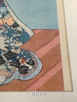 Vintage Reproduction Utagawa Kunisada 4 Seasons Woodblock Prints Framed