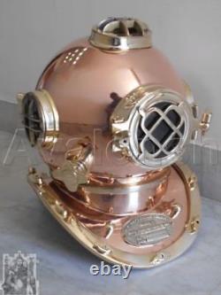 Vintage Scuba Diver Solid Brass Antique Divers Diving Helmet US Navy Mark V 18
