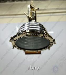 Vintage Ship Replica Aluminum & Brass Ceiling Pendant Wiska Light Large Set 2